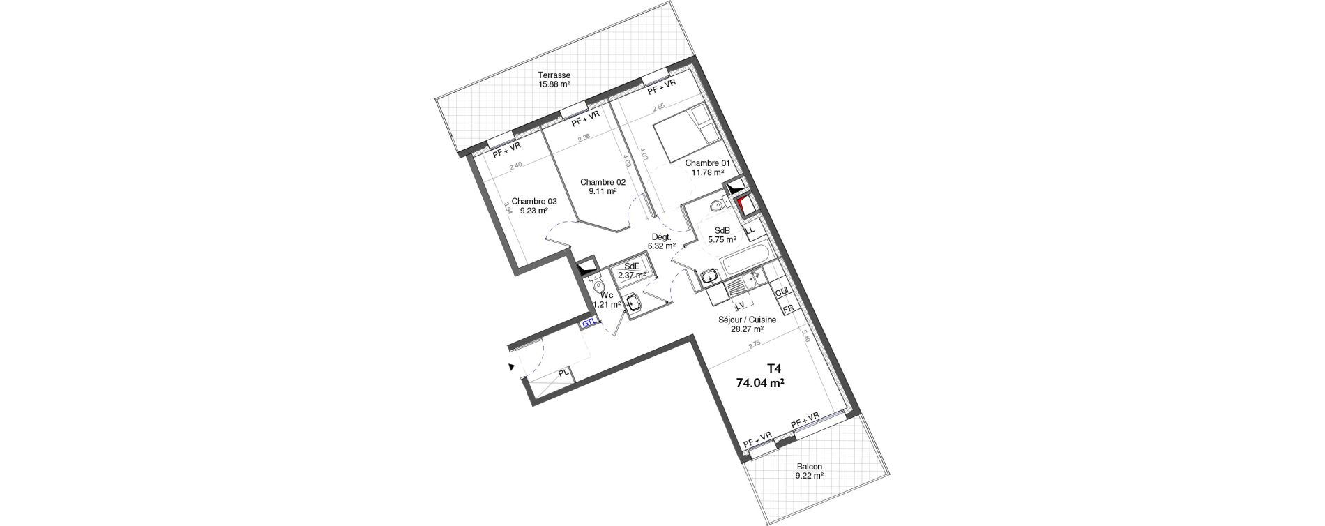 Appartement T4 de 74,04 m2 &agrave; Neuilly-Sur-Marne Centre