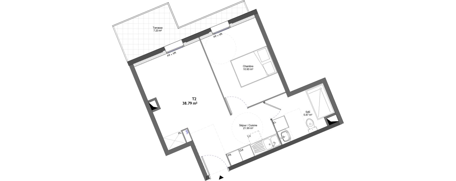 Appartement T2 de 38,79 m2 &agrave; Neuilly-Sur-Marne Centre