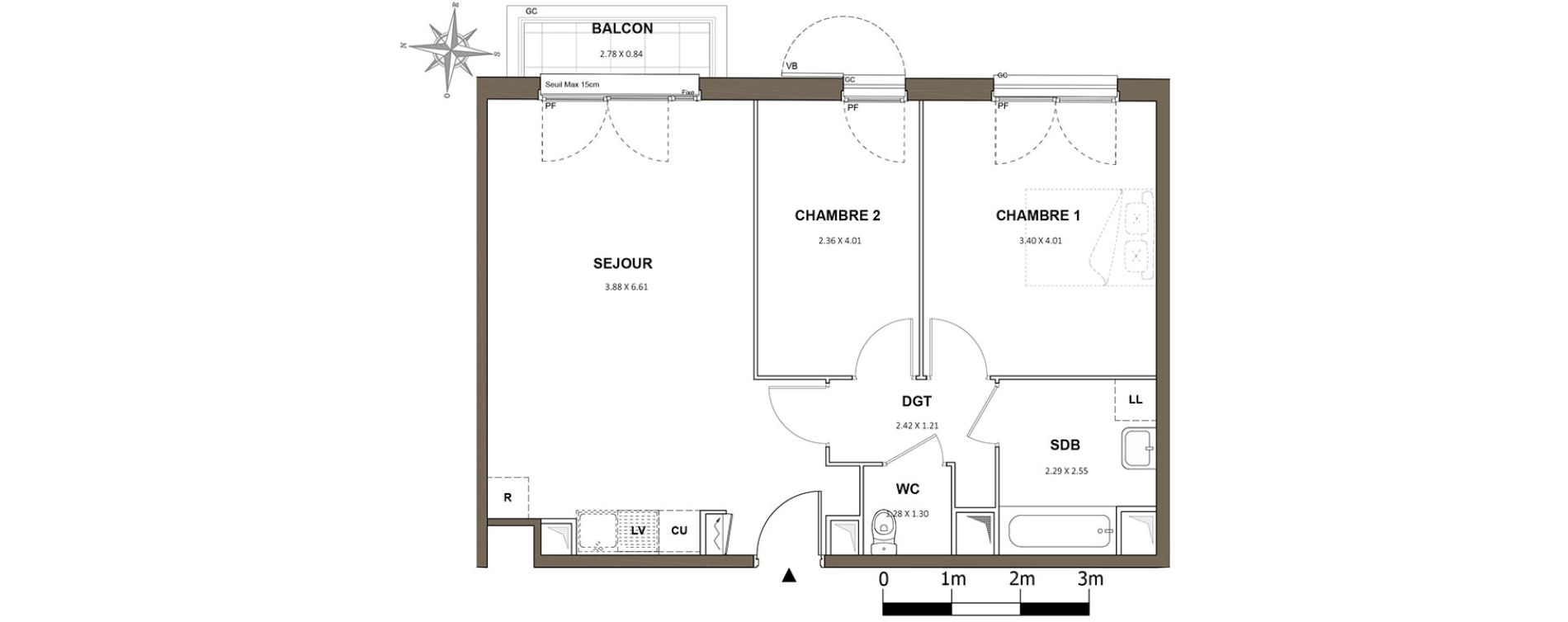 Appartement T3 de 61,33 m2 &agrave; Neuilly-Sur-Marne Maison blanche