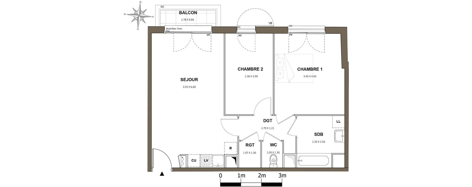 Appartement T3 de 59,41 m2 &agrave; Neuilly-Sur-Marne Maison blanche