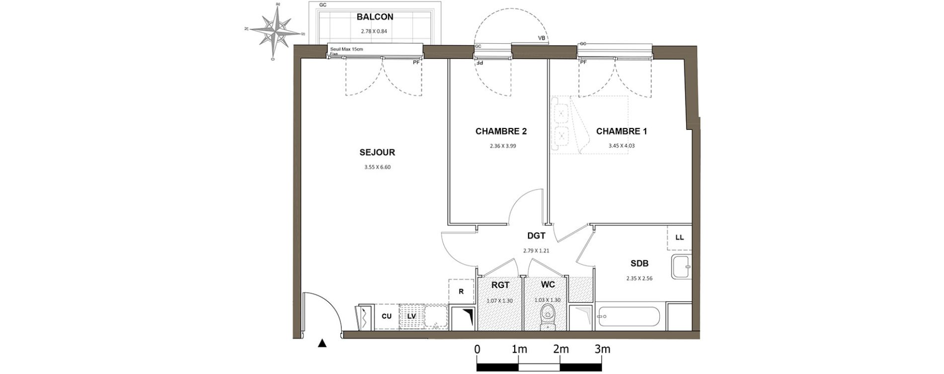 Appartement T3 de 59,41 m2 &agrave; Neuilly-Sur-Marne Maison blanche