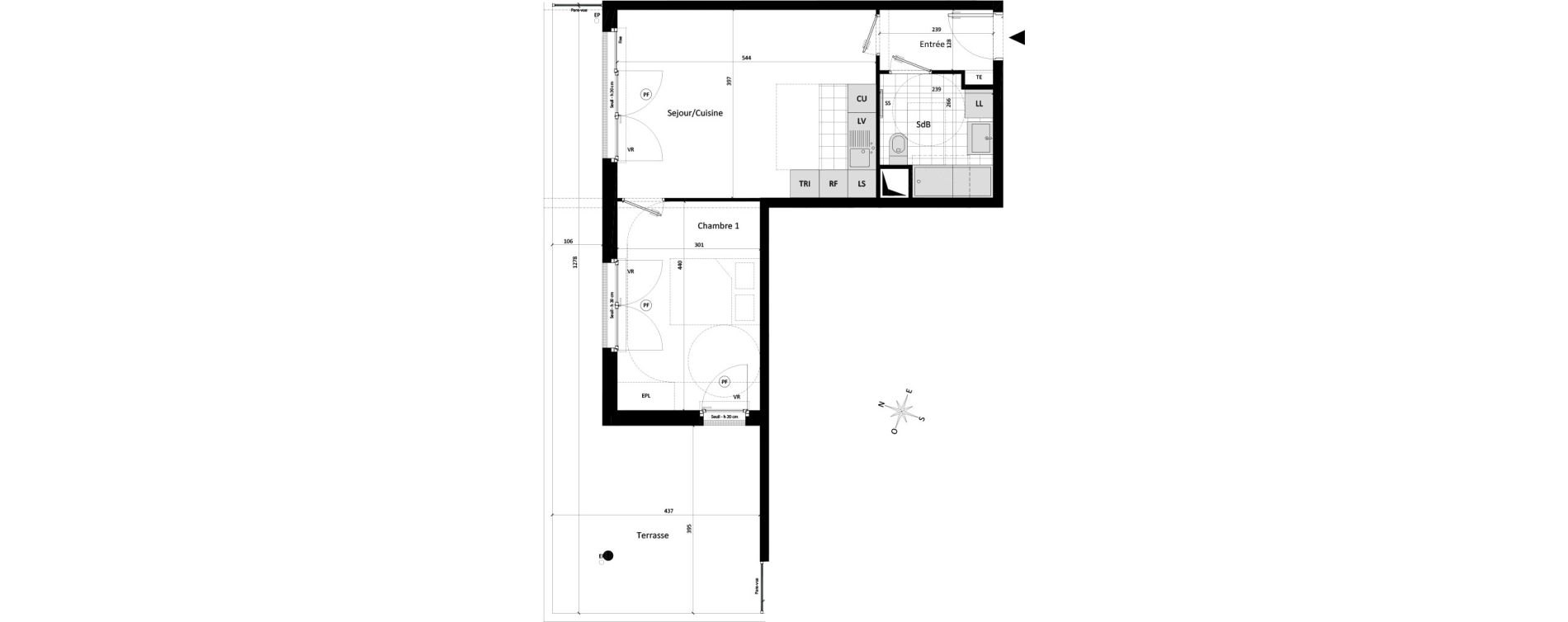Appartement T2 de 43,49 m2 &agrave; Neuilly-Sur-Marne Maison blanche