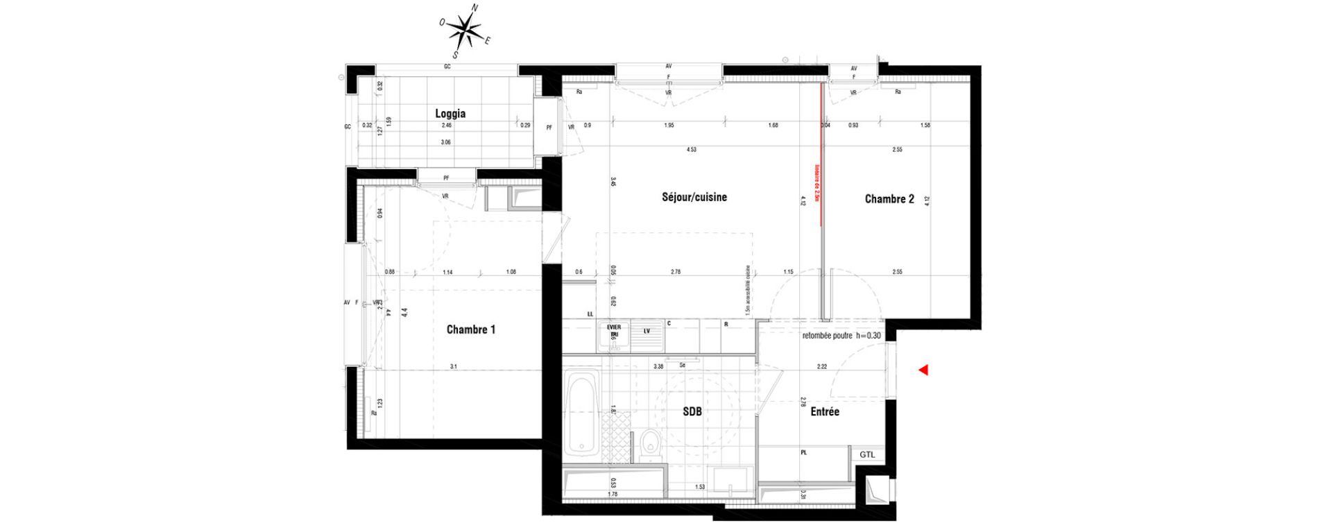 Appartement T3 de 57,76 m2 &agrave; Neuilly-Sur-Marne Maison blanche