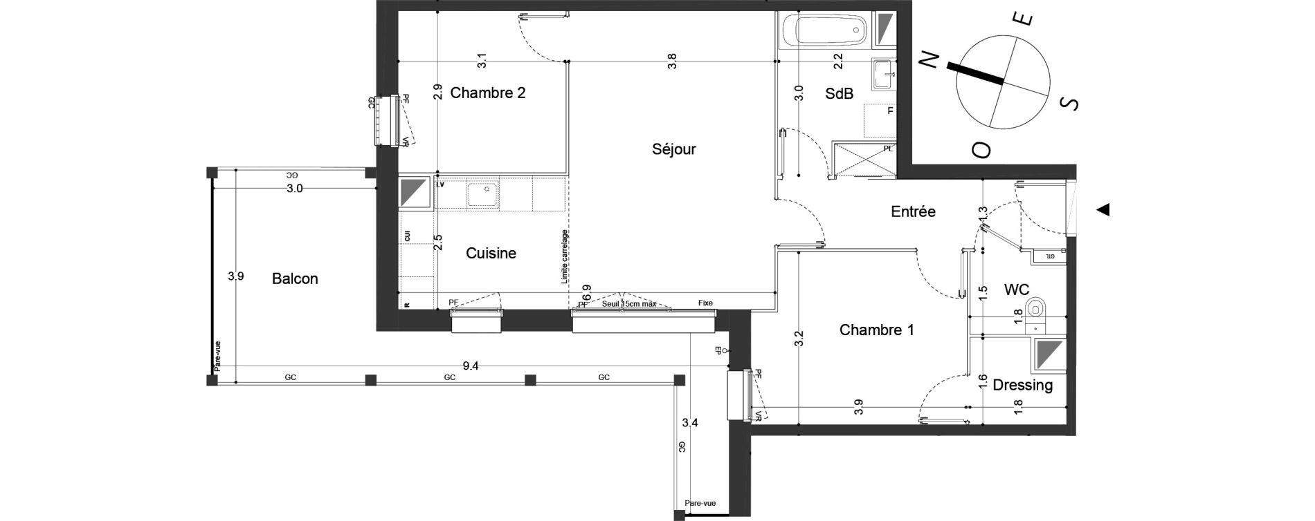 Appartement T3 de 66,80 m2 &agrave; Neuilly-Sur-Marne Maison blanche