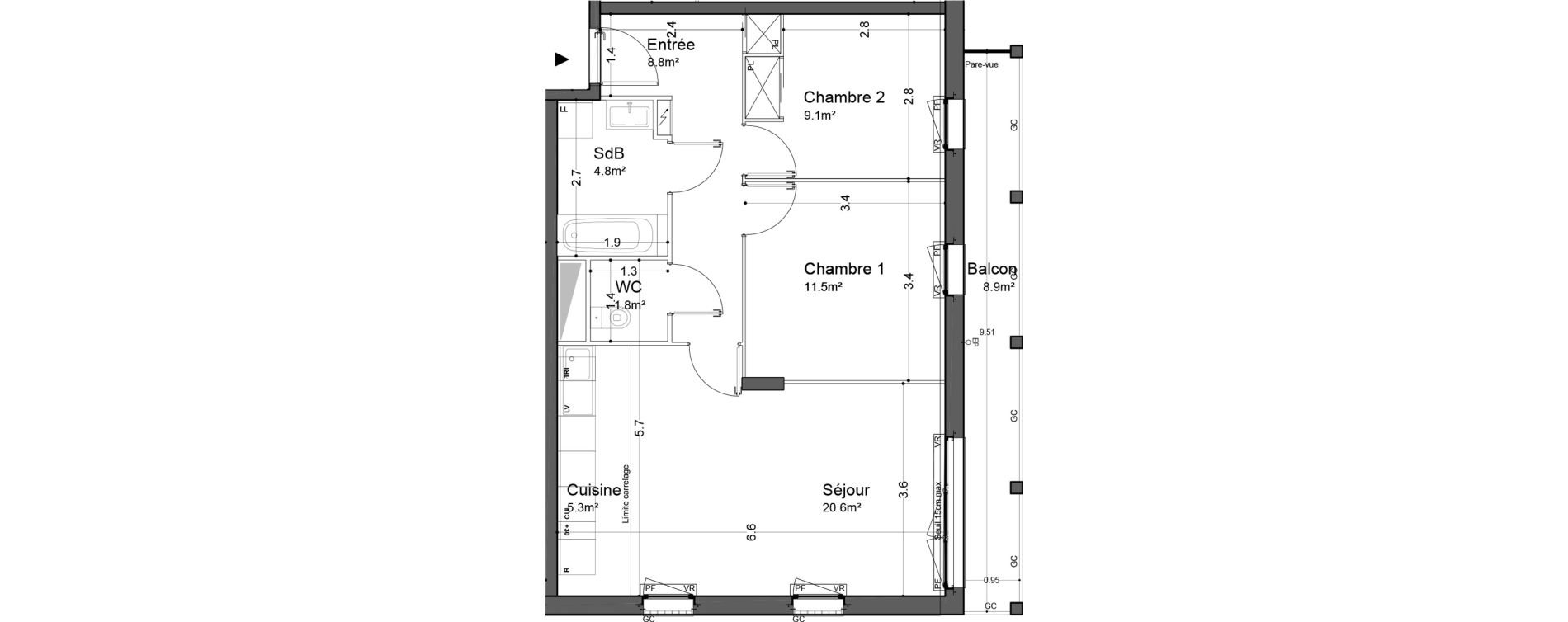 Appartement T3 de 61,90 m2 &agrave; Neuilly-Sur-Marne Maison blanche