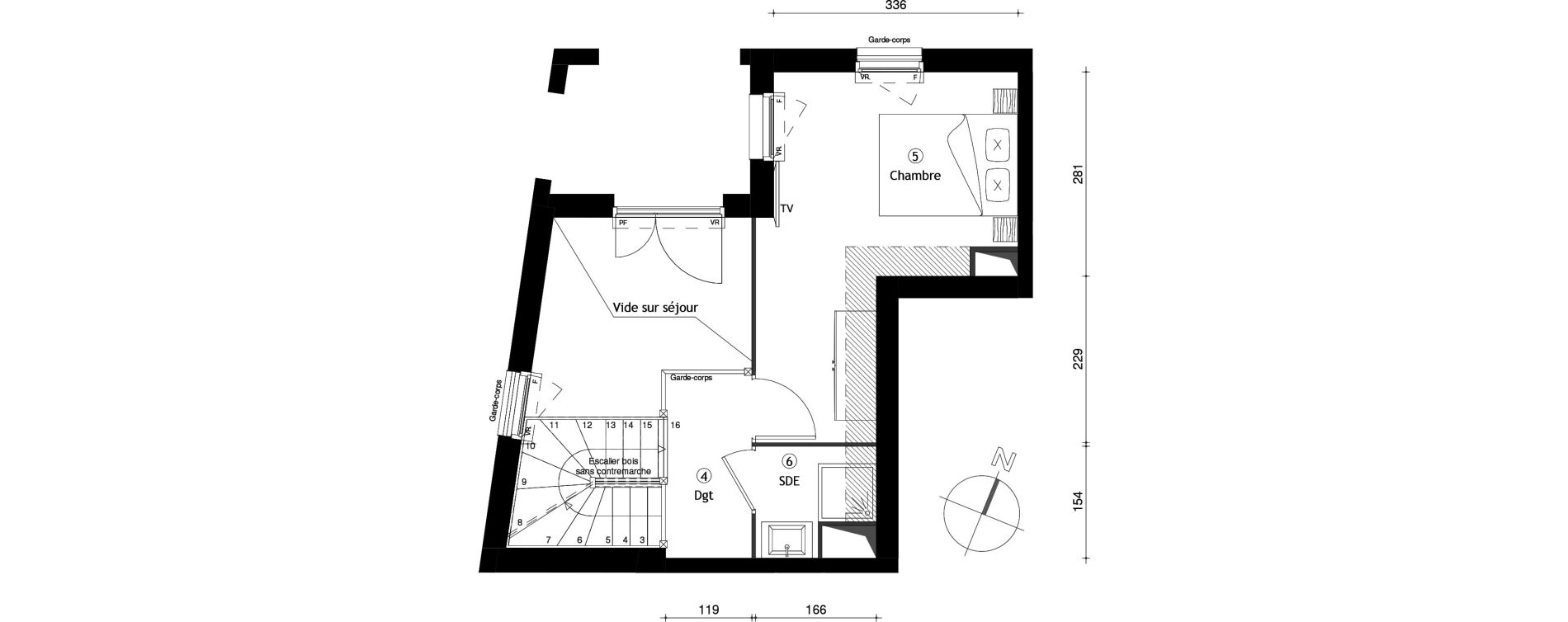 Duplex T2 de 50,90 m2 &agrave; Neuilly-Sur-Marne Maison blanche