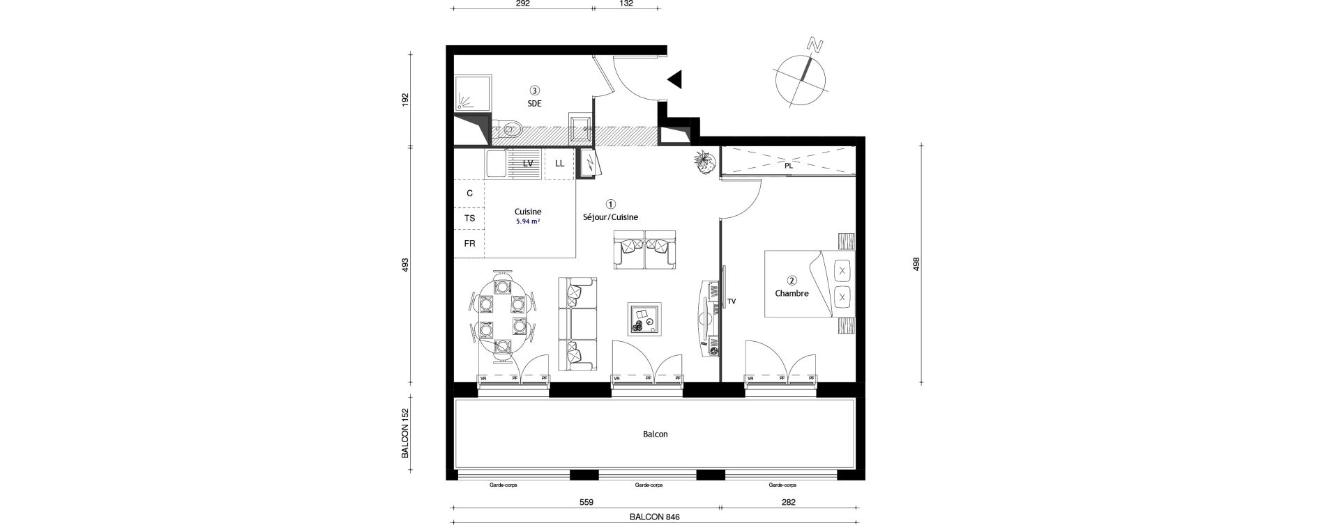 Appartement T2 de 49,00 m2 &agrave; Neuilly-Sur-Marne Maison blanche