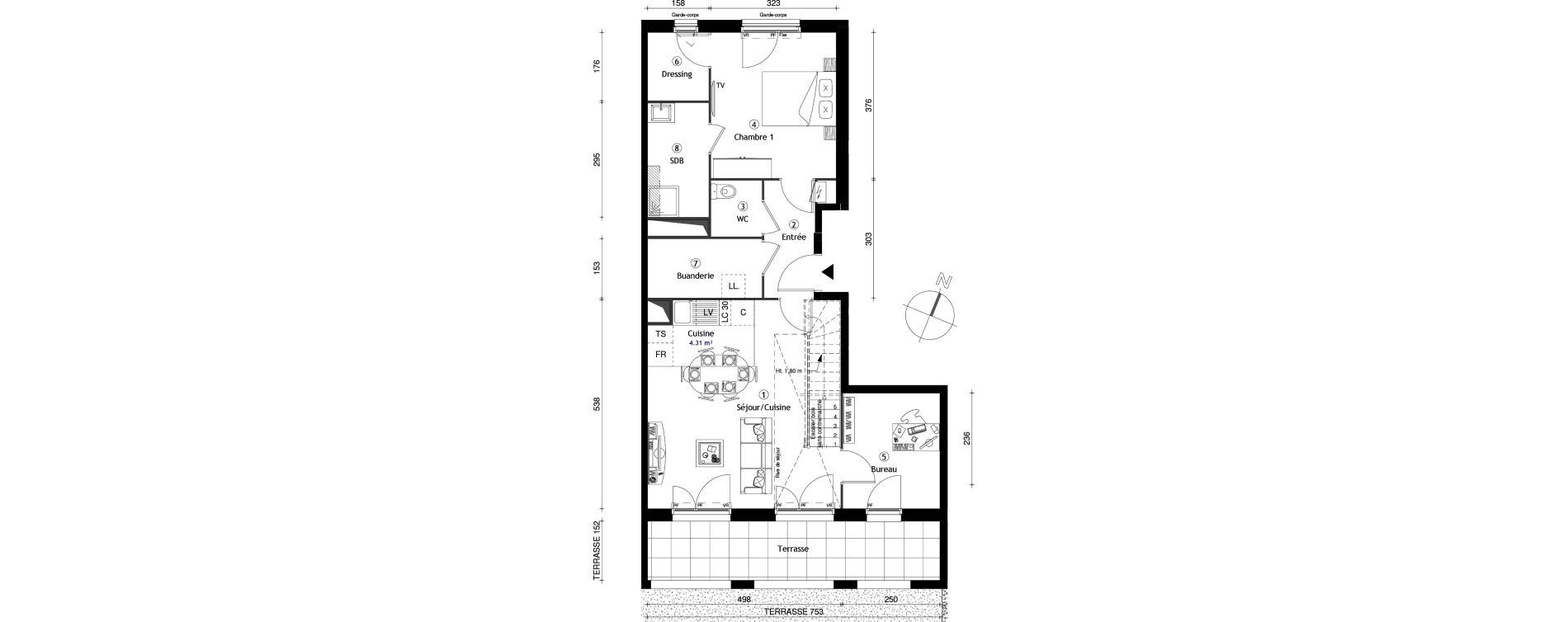 Duplex T4 de 81,30 m2 &agrave; Neuilly-Sur-Marne Maison blanche