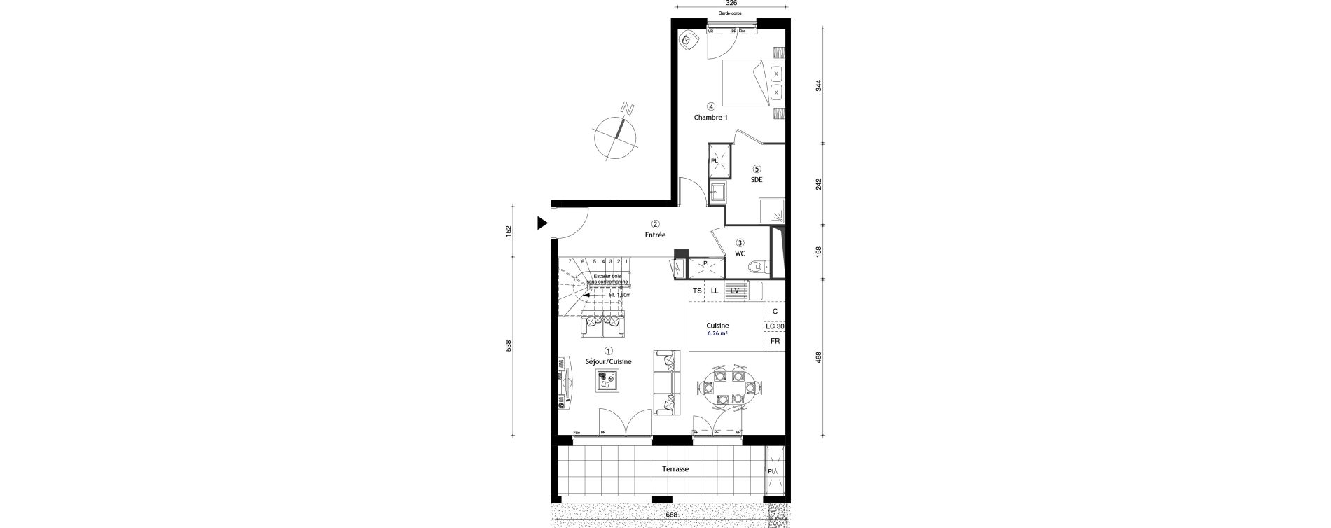 Duplex T4 de 92,90 m2 &agrave; Neuilly-Sur-Marne Maison blanche