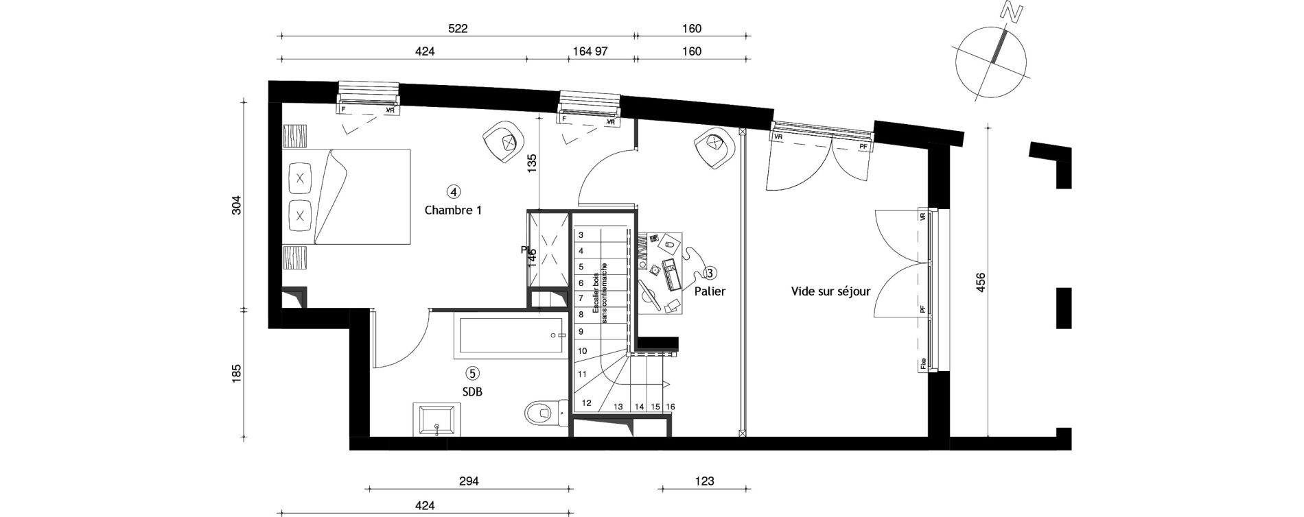 Duplex T2 de 50,30 m2 &agrave; Neuilly-Sur-Marne Maison blanche