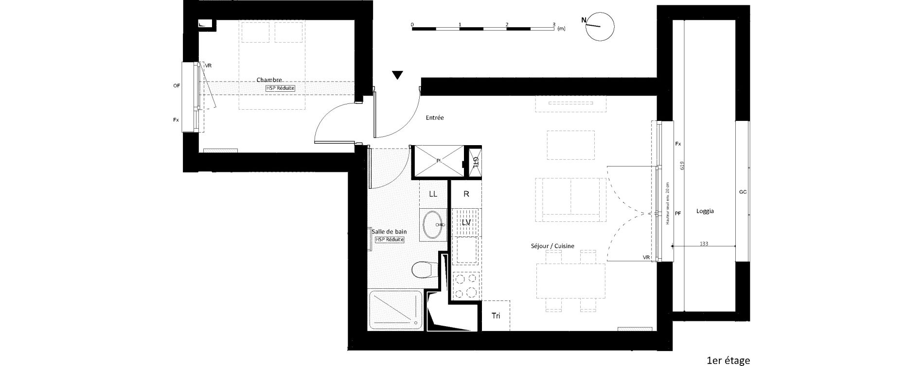 Appartement T2 de 38,30 m2 &agrave; Noisy-Le-Grand L ile de la marne