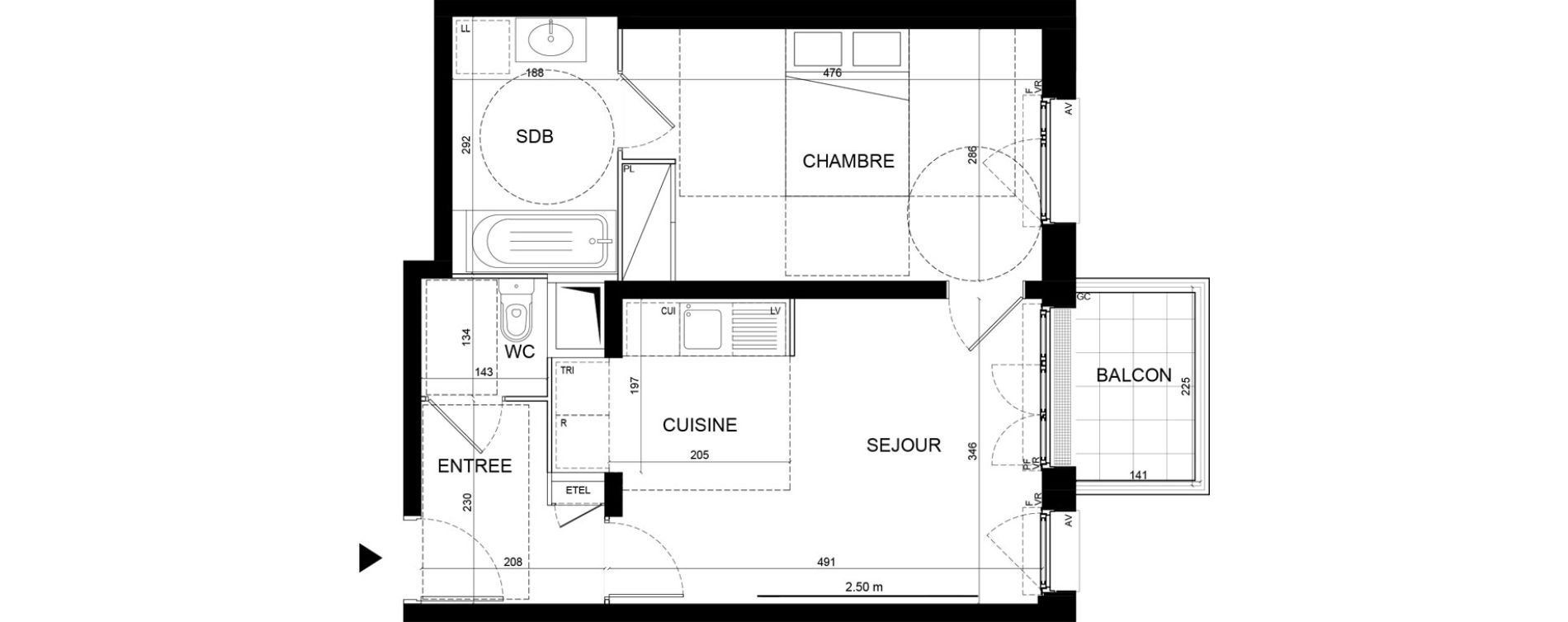 Appartement T2 de 42,64 m2 &agrave; Noisy-Le-Grand Centre ville