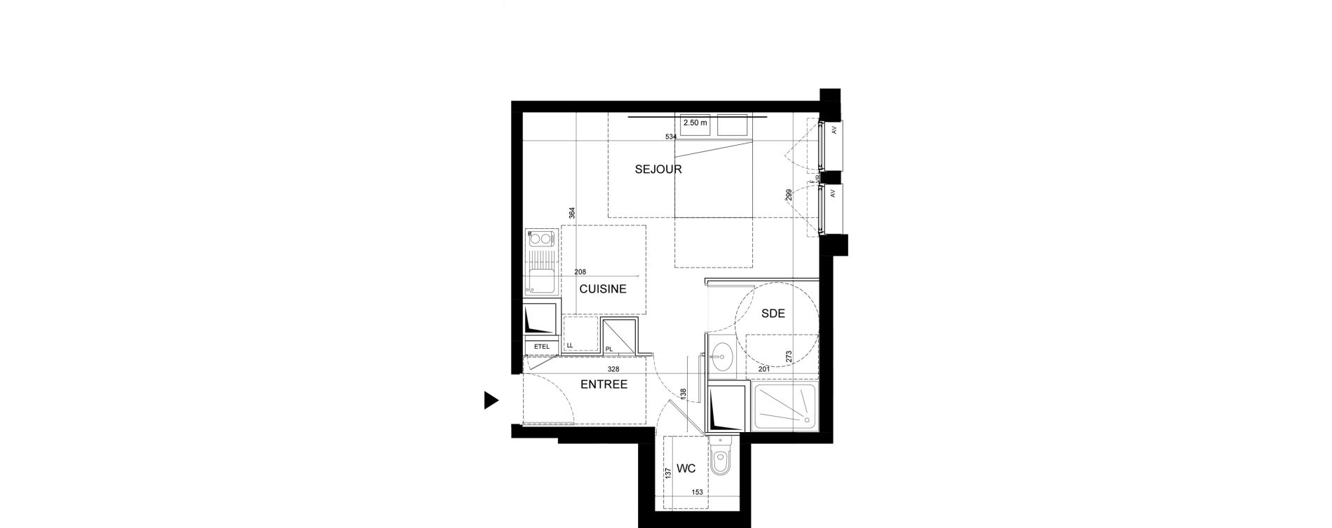 Appartement T1 de 30,78 m2 &agrave; Noisy-Le-Grand Centre ville