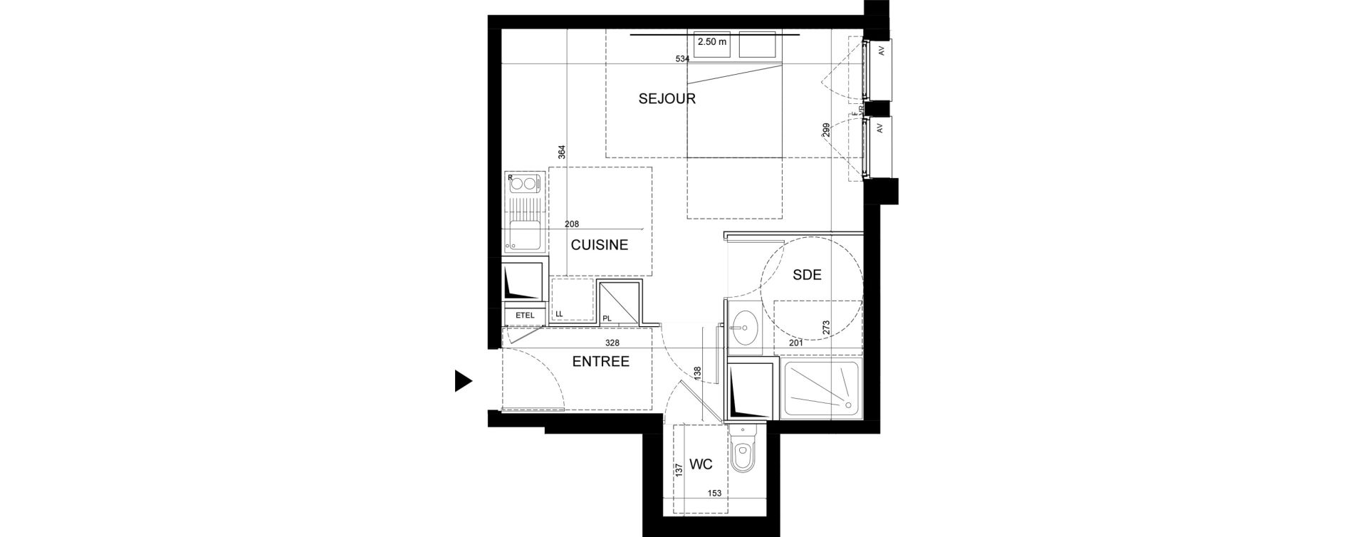 Appartement T1 de 30,78 m2 &agrave; Noisy-Le-Grand Centre ville