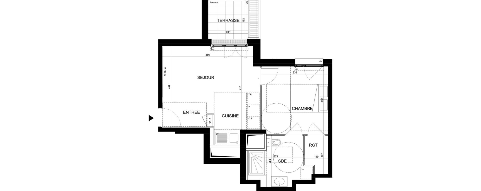 Appartement T2 de 40,64 m2 &agrave; Noisy-Le-Grand Centre ville