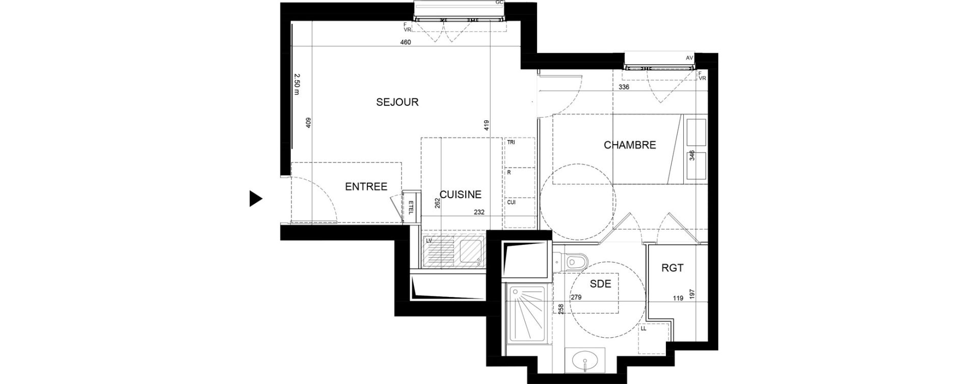 Appartement T2 de 40,91 m2 &agrave; Noisy-Le-Grand Centre ville