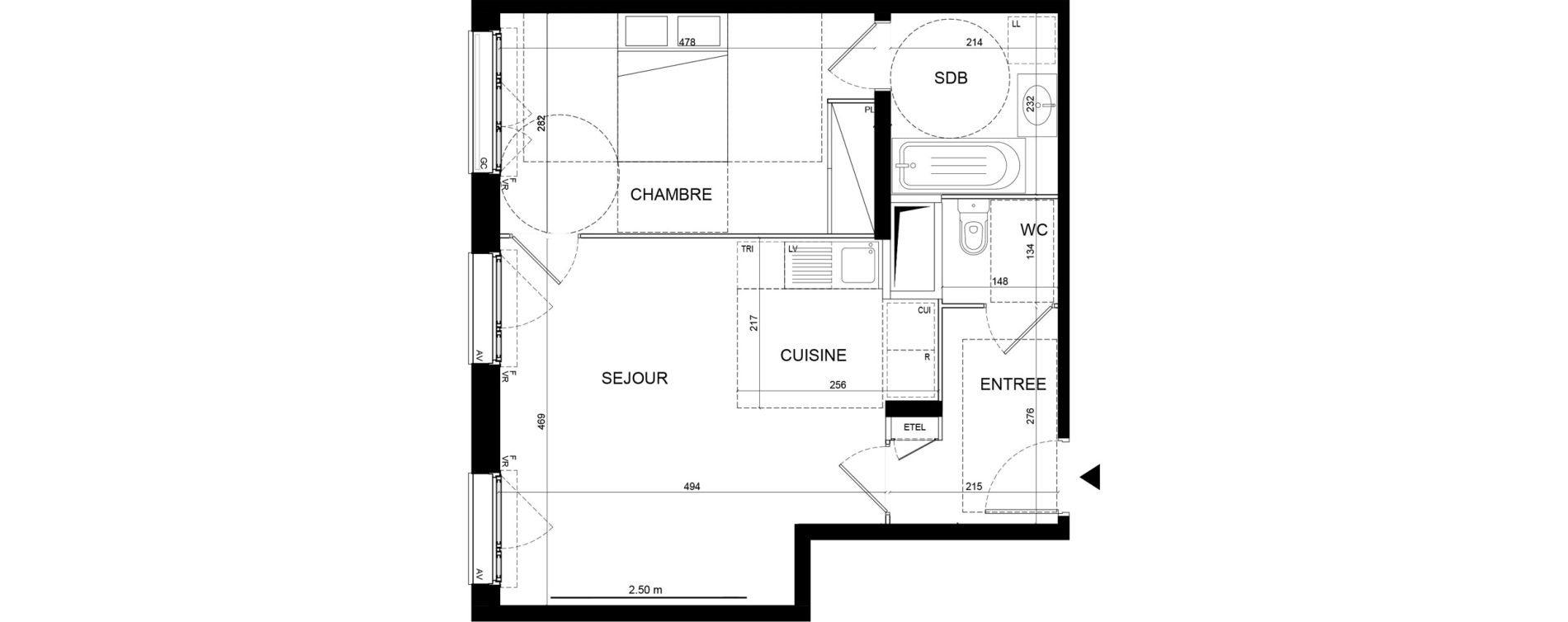 Appartement T2 de 47,96 m2 &agrave; Noisy-Le-Grand Centre ville