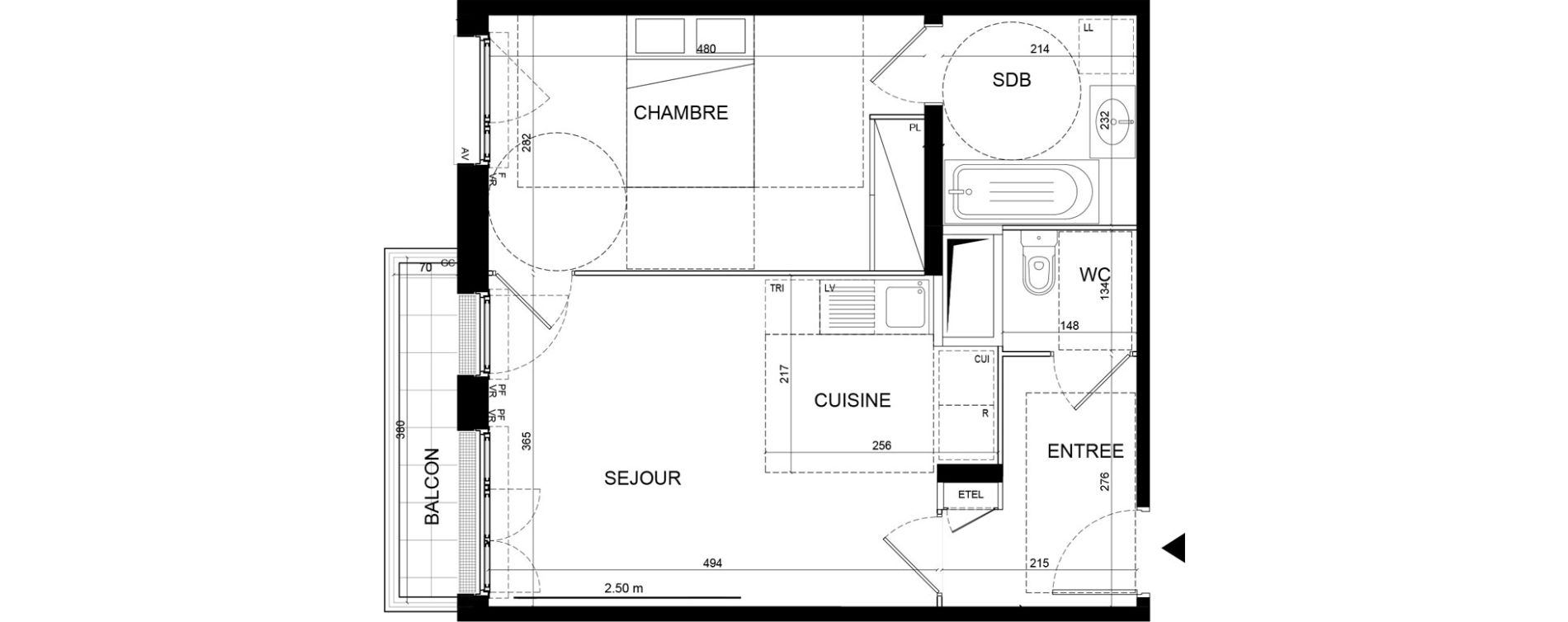 Appartement T2 de 44,12 m2 &agrave; Noisy-Le-Grand Centre ville