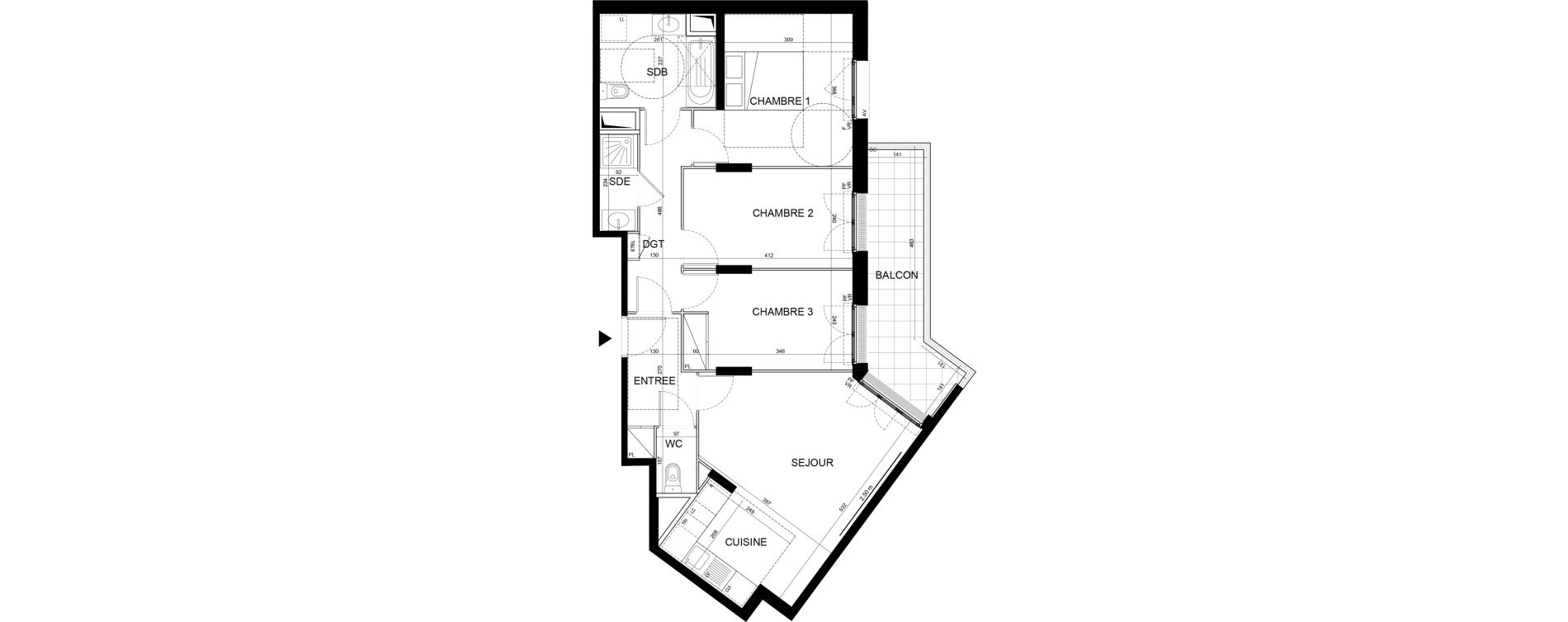 Appartement T4 de 73,79 m2 &agrave; Noisy-Le-Grand Centre ville