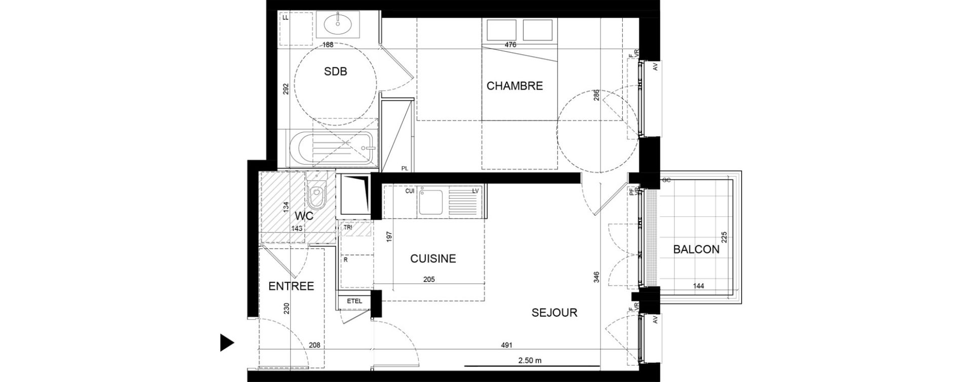 Appartement T2 de 42,61 m2 &agrave; Noisy-Le-Grand Centre ville