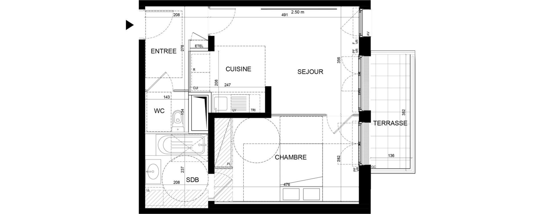 Appartement T2 de 42,97 m2 &agrave; Noisy-Le-Grand Centre ville