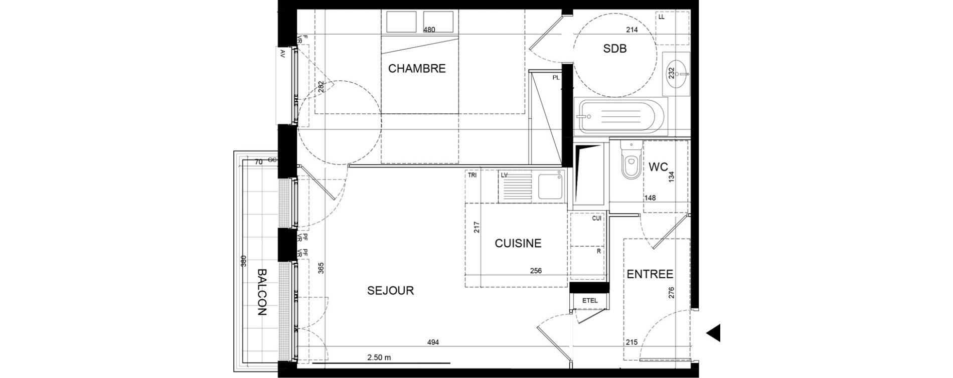 Appartement T2 de 44,12 m2 &agrave; Noisy-Le-Grand Centre ville