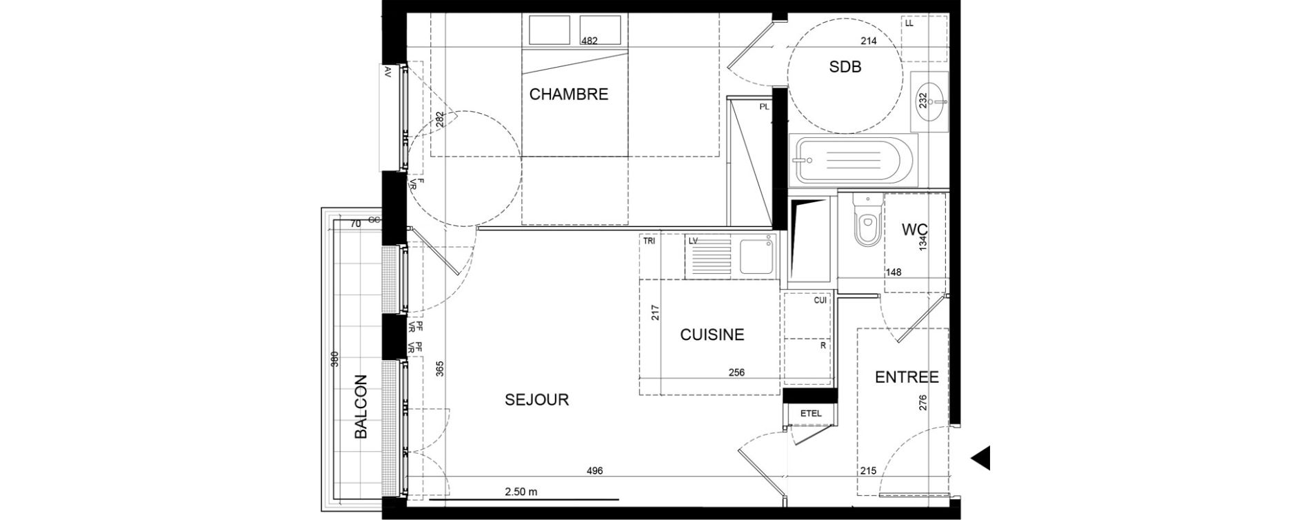 Appartement T2 de 44,24 m2 &agrave; Noisy-Le-Grand Centre ville