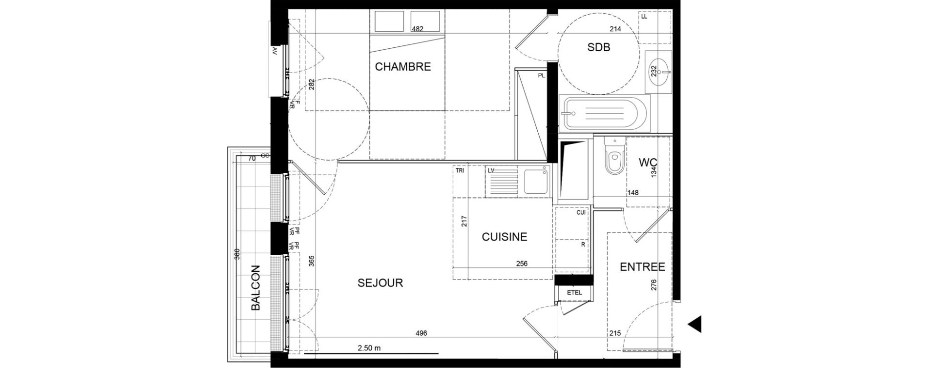 Appartement T2 de 44,24 m2 &agrave; Noisy-Le-Grand Centre ville