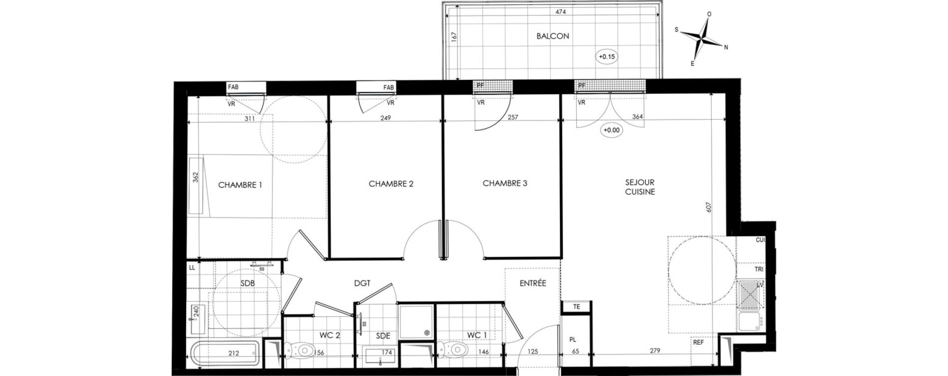 Appartement T4 de 71,93 m2 &agrave; Noisy-Le-Grand Centre