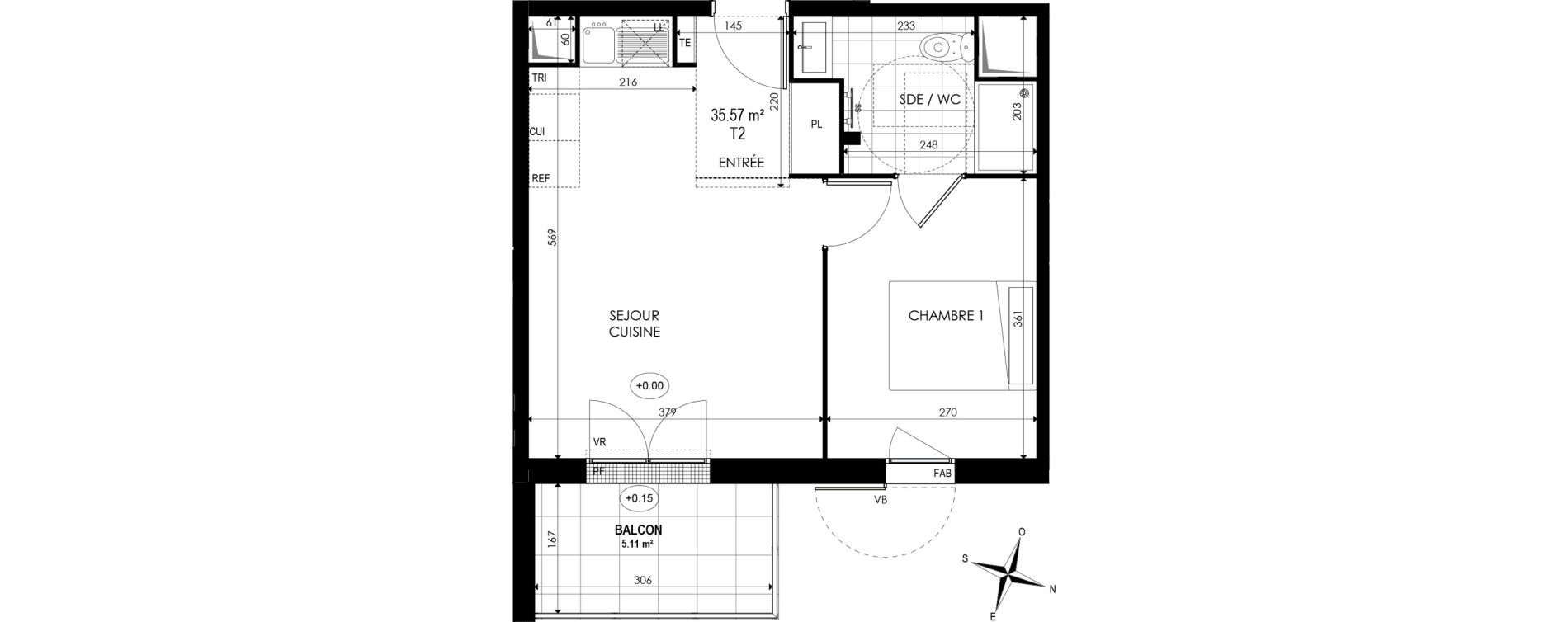 Appartement T2 de 35,43 m2 &agrave; Noisy-Le-Grand Centre