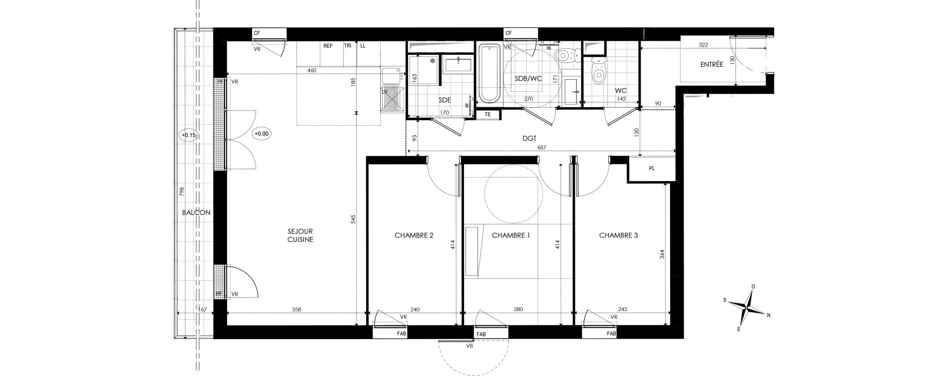 Appartement T4 de 82,87 m2 &agrave; Noisy-Le-Grand Centre