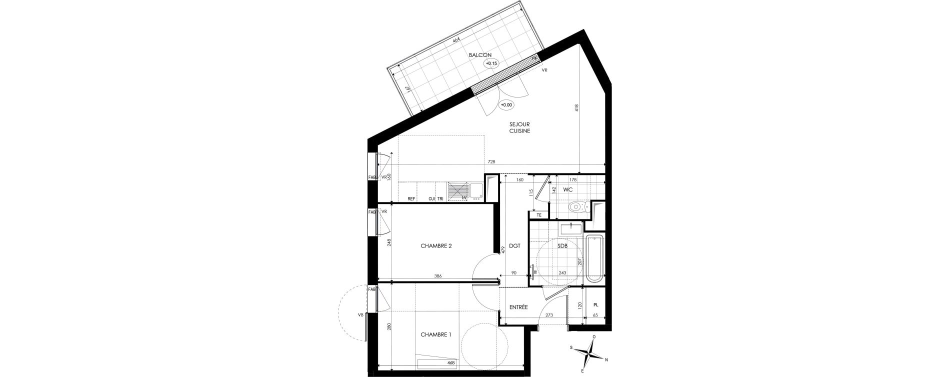 Appartement T3 de 58,73 m2 &agrave; Noisy-Le-Grand Centre
