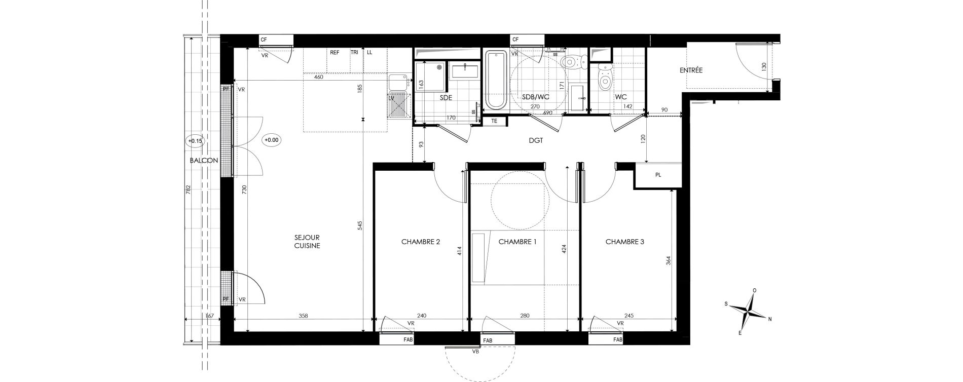 Appartement T4 de 82,87 m2 &agrave; Noisy-Le-Grand Centre