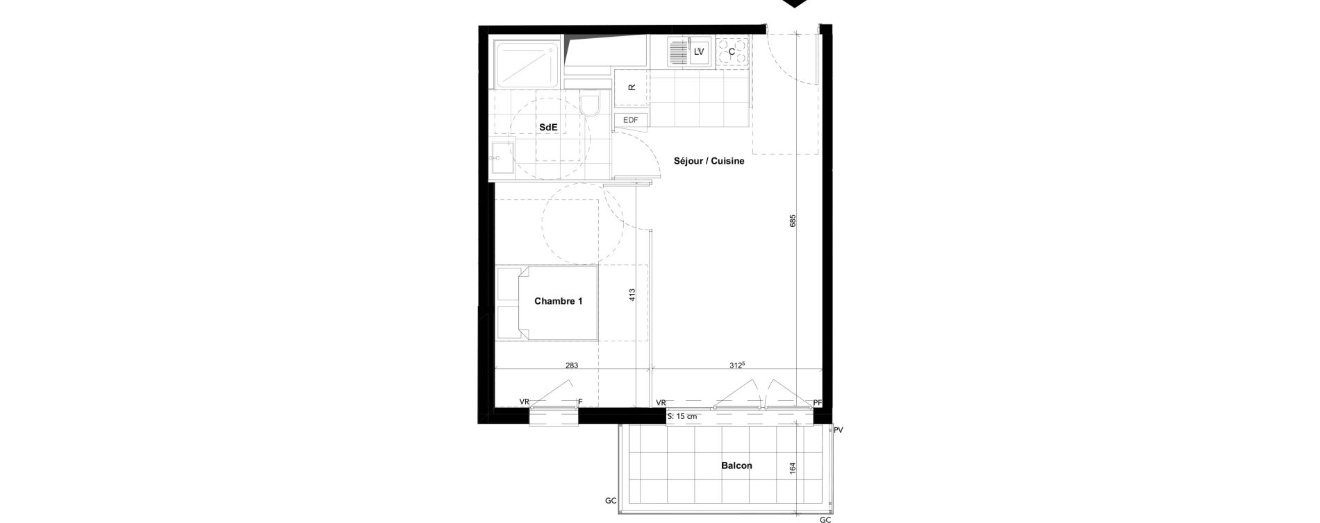 Appartement T2 de 39,01 m2 &agrave; Noisy-Le-Grand Centre ville