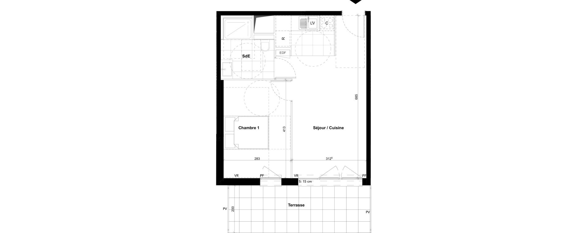 Appartement T2 de 39,41 m2 &agrave; Noisy-Le-Grand Centre ville