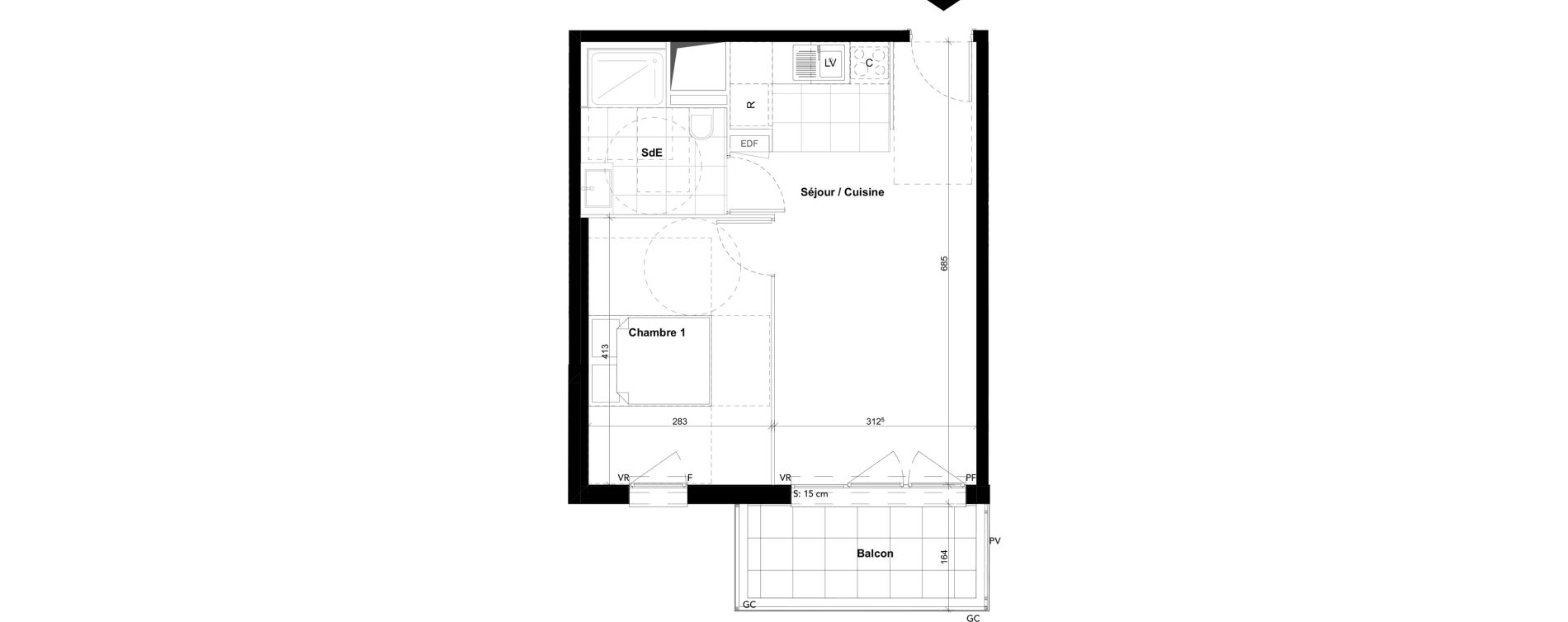 Appartement T2 de 39,43 m2 &agrave; Noisy-Le-Grand Centre ville