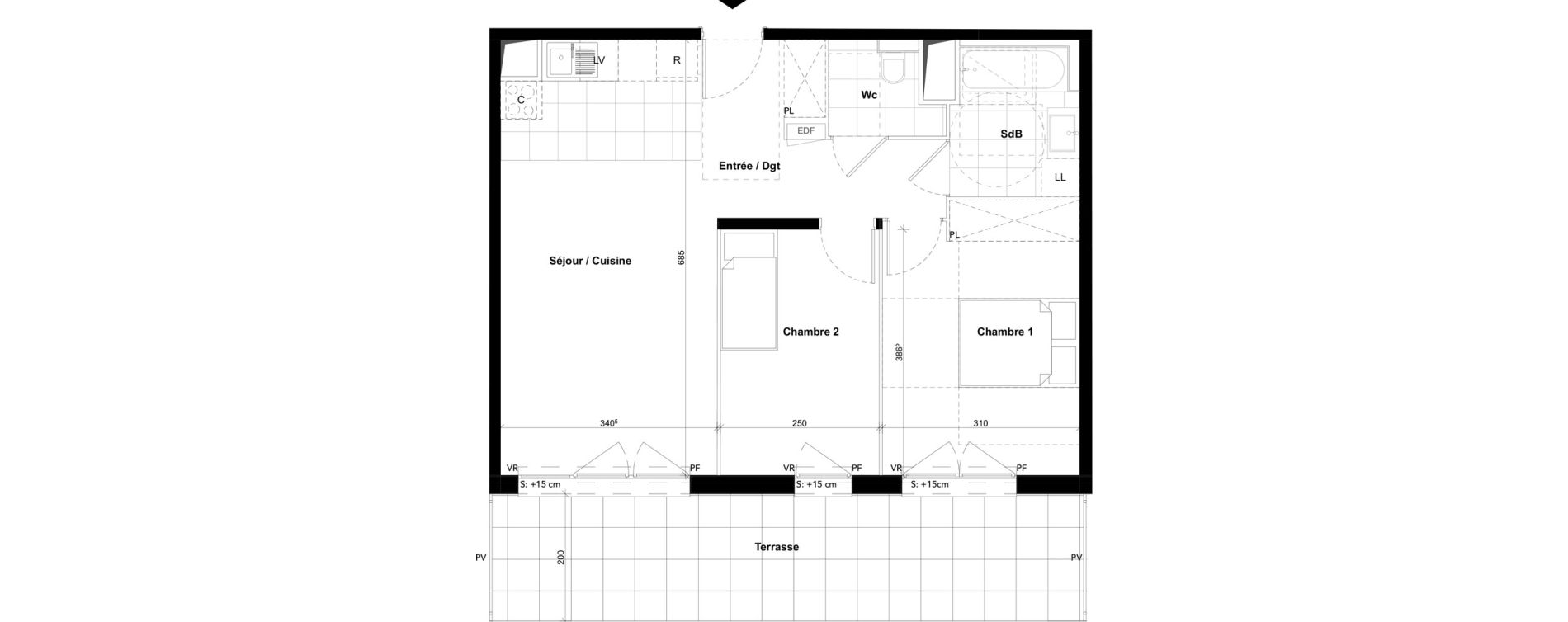 Appartement T3 de 59,29 m2 &agrave; Noisy-Le-Grand Centre ville