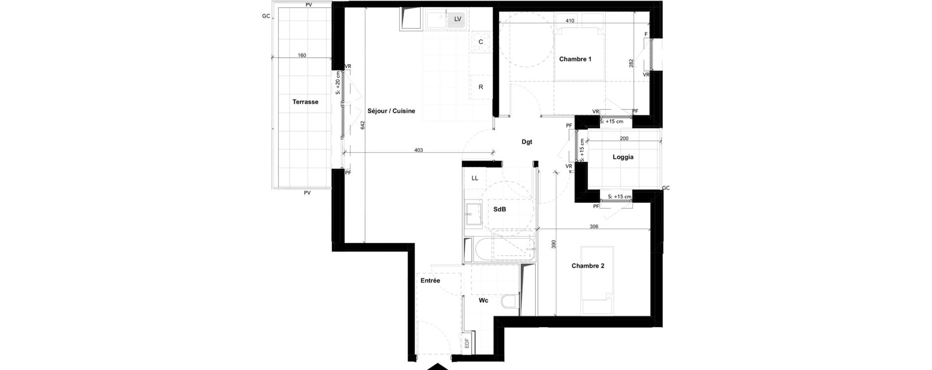 Appartement T3 de 59,89 m2 &agrave; Noisy-Le-Grand Centre ville