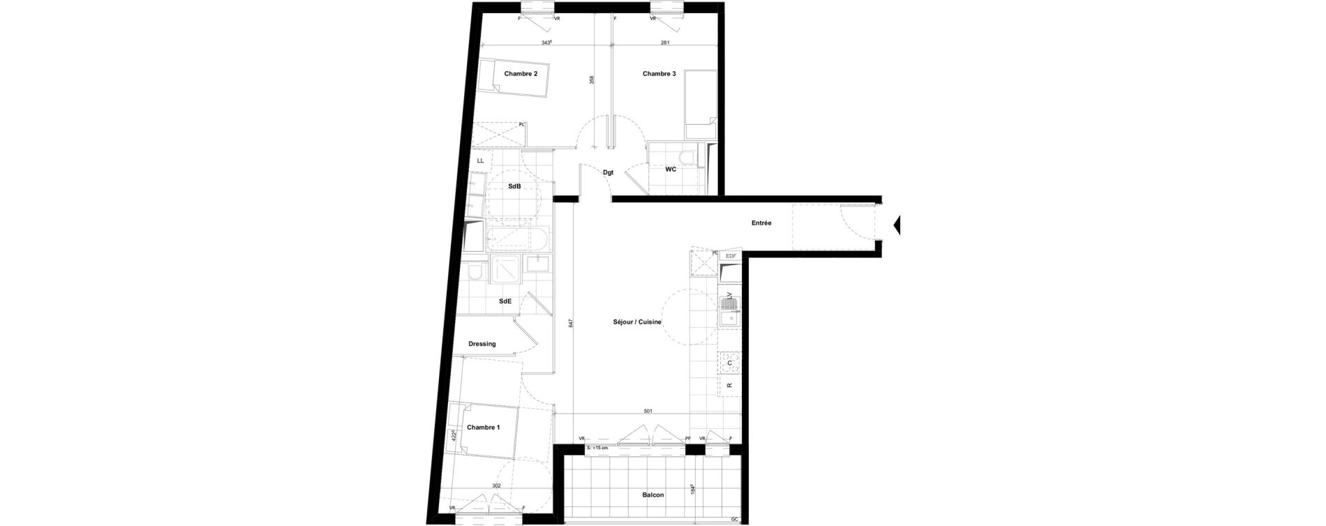 Appartement T4 de 88,69 m2 &agrave; Noisy-Le-Grand Centre ville