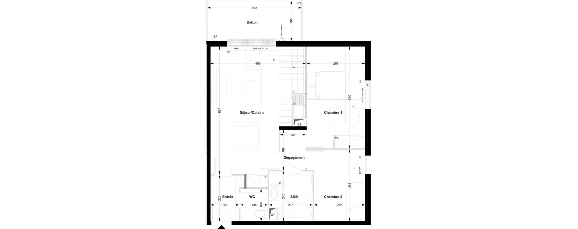 Appartement T3 de 62,83 m2 &agrave; Noisy-Le-Grand Centre ville