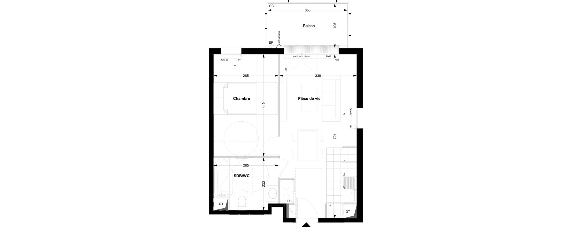 Appartement T2 de 42,33 m2 &agrave; Noisy-Le-Grand Centre ville