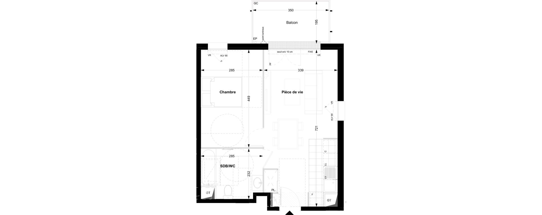 Appartement T2 de 42,33 m2 &agrave; Noisy-Le-Grand Centre ville