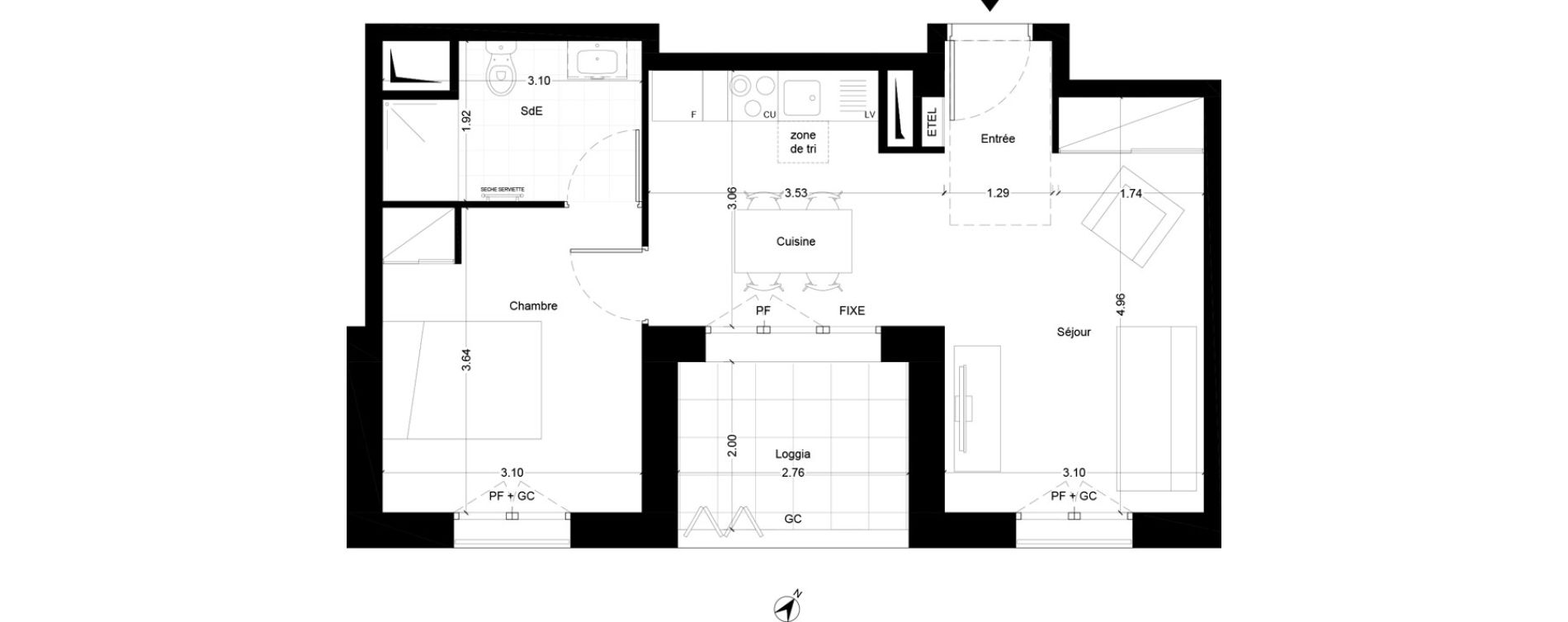 Appartement T2 de 42,70 m2 &agrave; Noisy-Le-Grand Centre ville