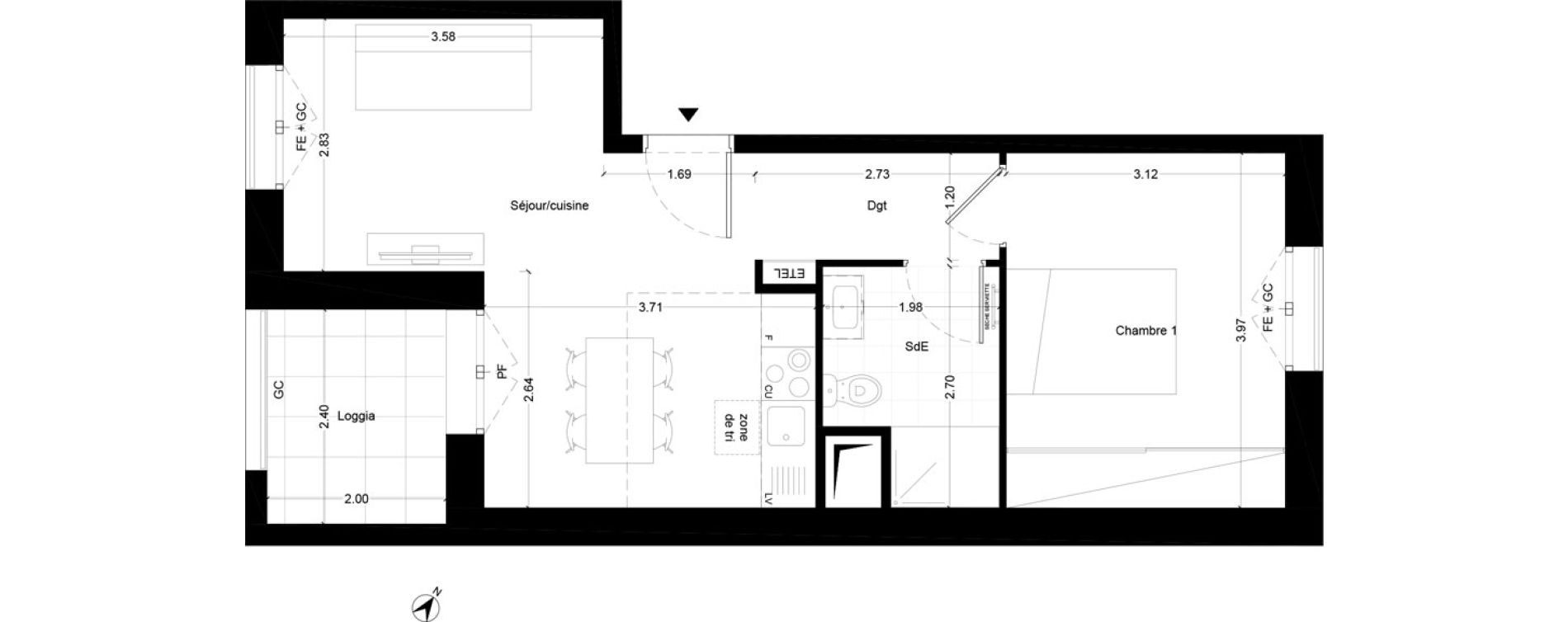 Appartement T2 de 42,40 m2 &agrave; Noisy-Le-Grand Centre ville