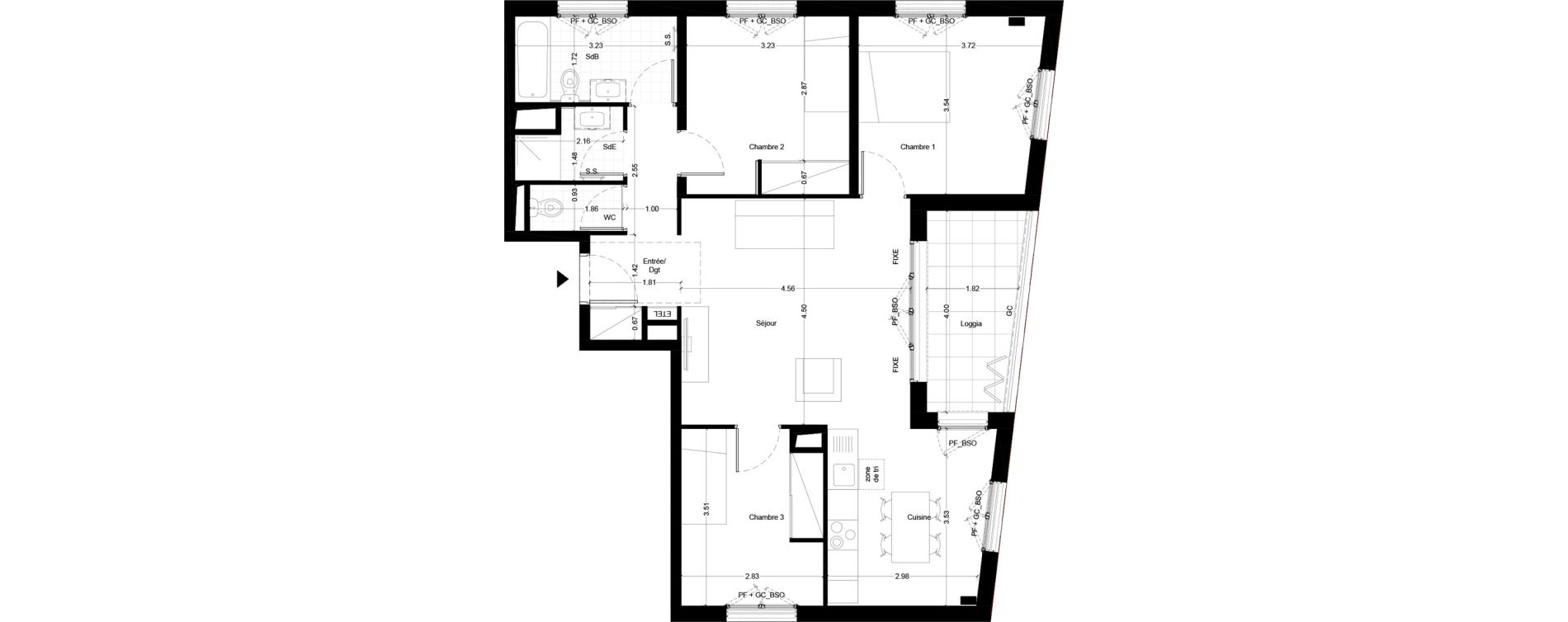 Appartement T4 de 81,00 m2 &agrave; Noisy-Le-Grand Centre ville