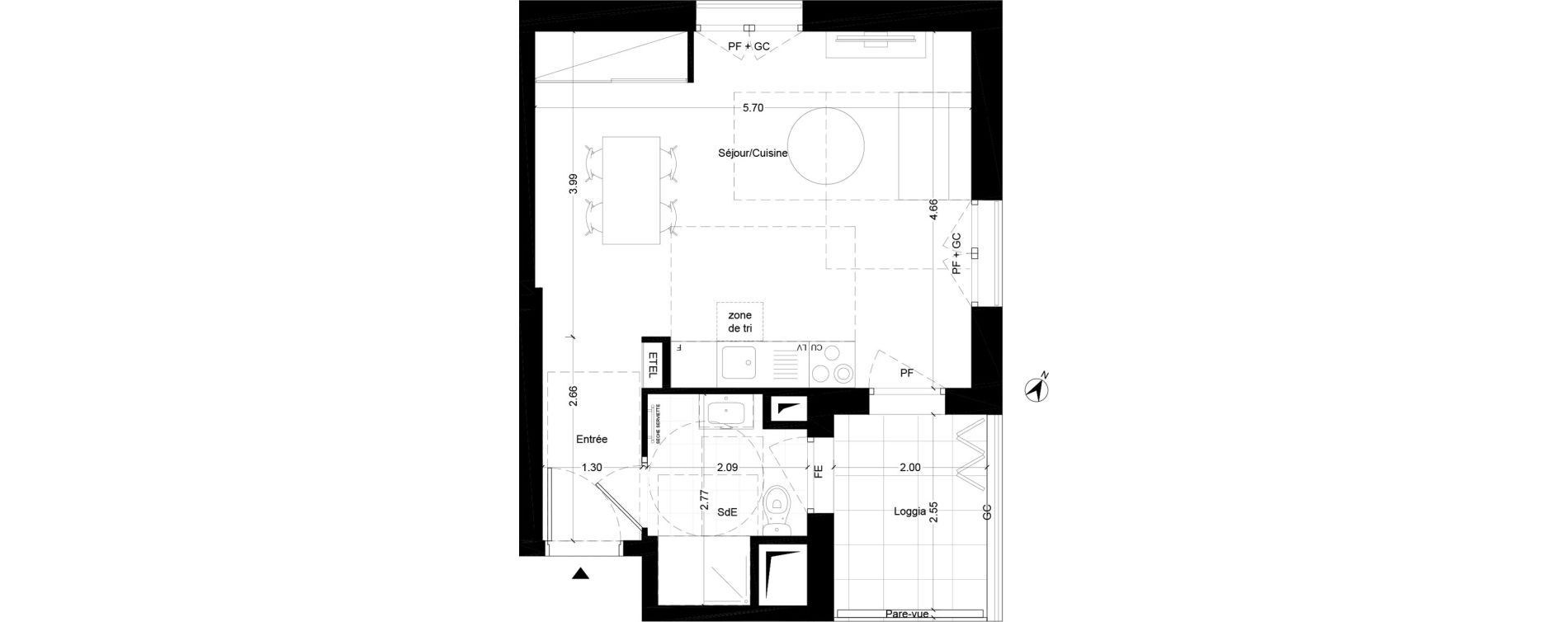 Appartement T1 de 33,50 m2 &agrave; Noisy-Le-Grand Centre ville