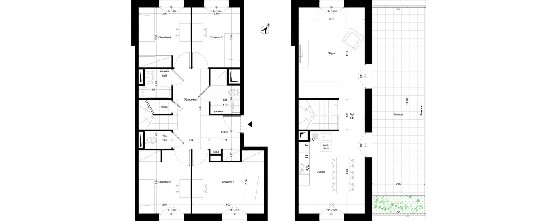 Duplex T5 de 96,60 m2 &agrave; Noisy-Le-Grand Centre ville