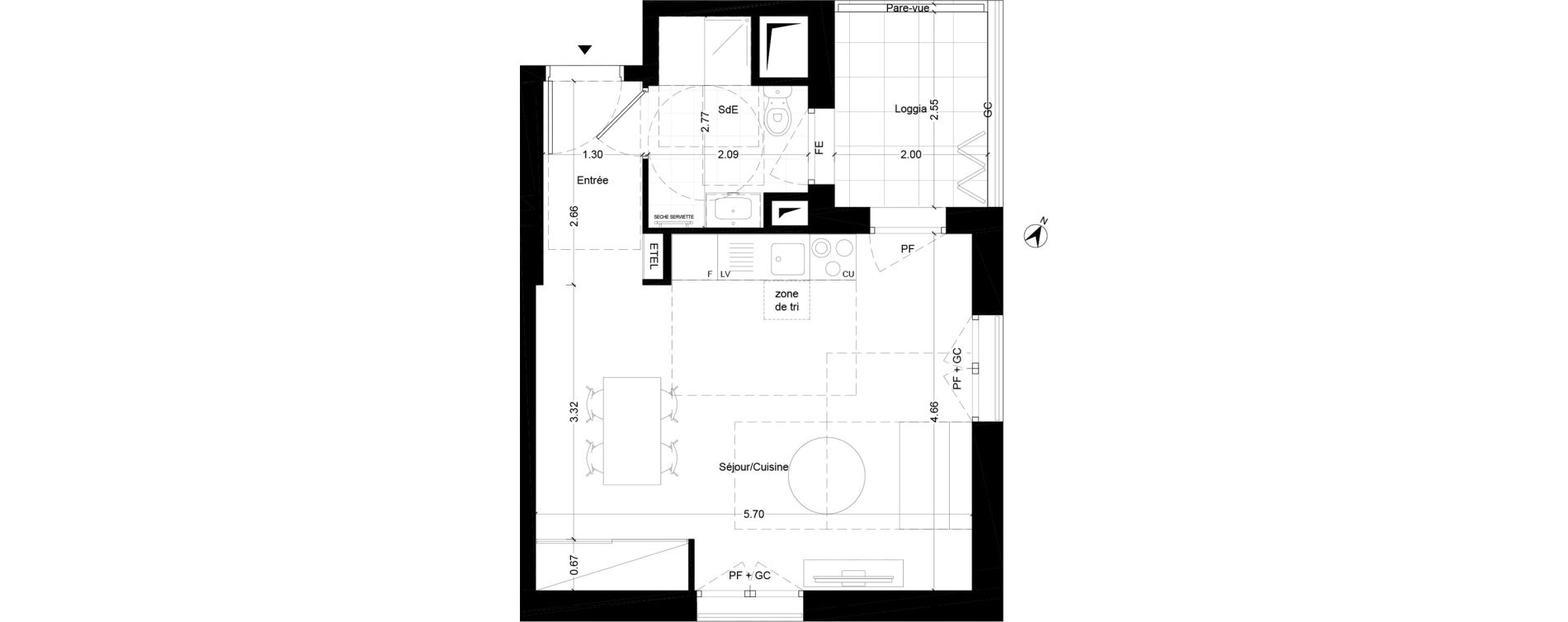 Appartement T1 de 33,50 m2 &agrave; Noisy-Le-Grand Centre ville