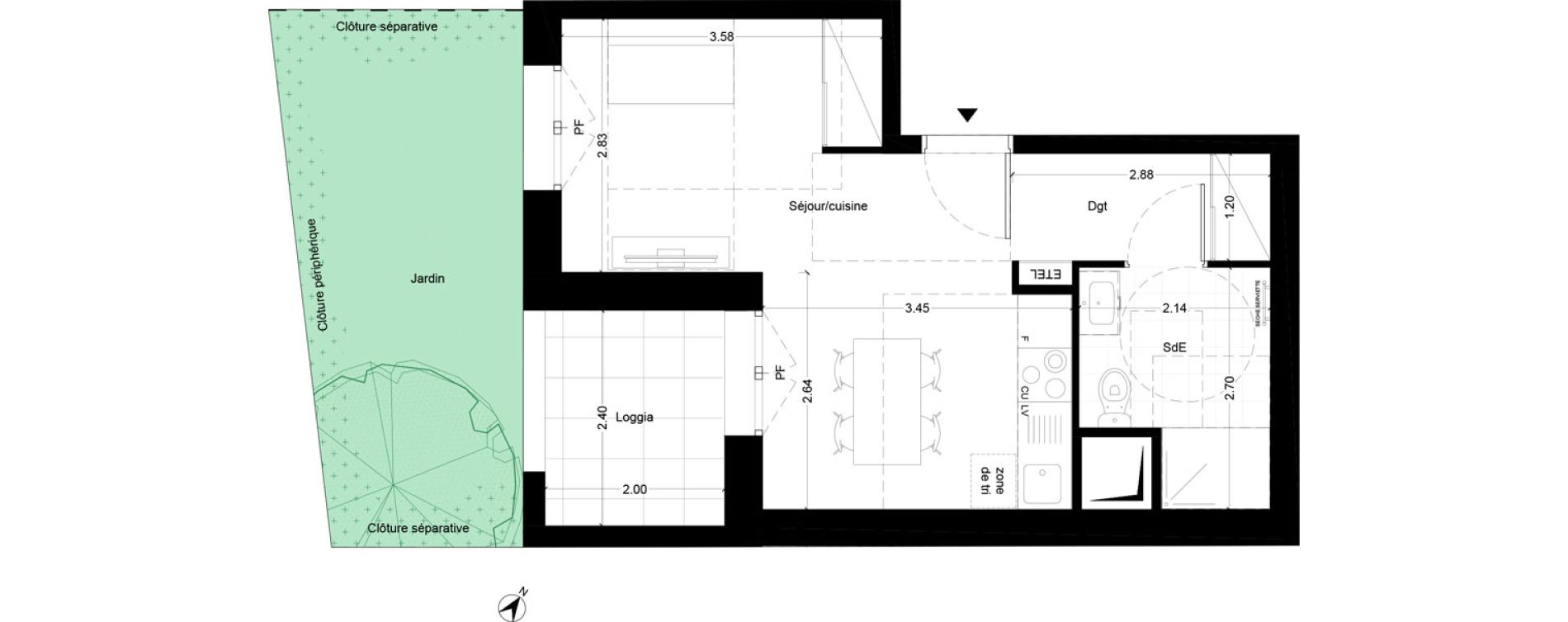 Appartement T1 de 29,40 m2 &agrave; Noisy-Le-Grand Centre ville