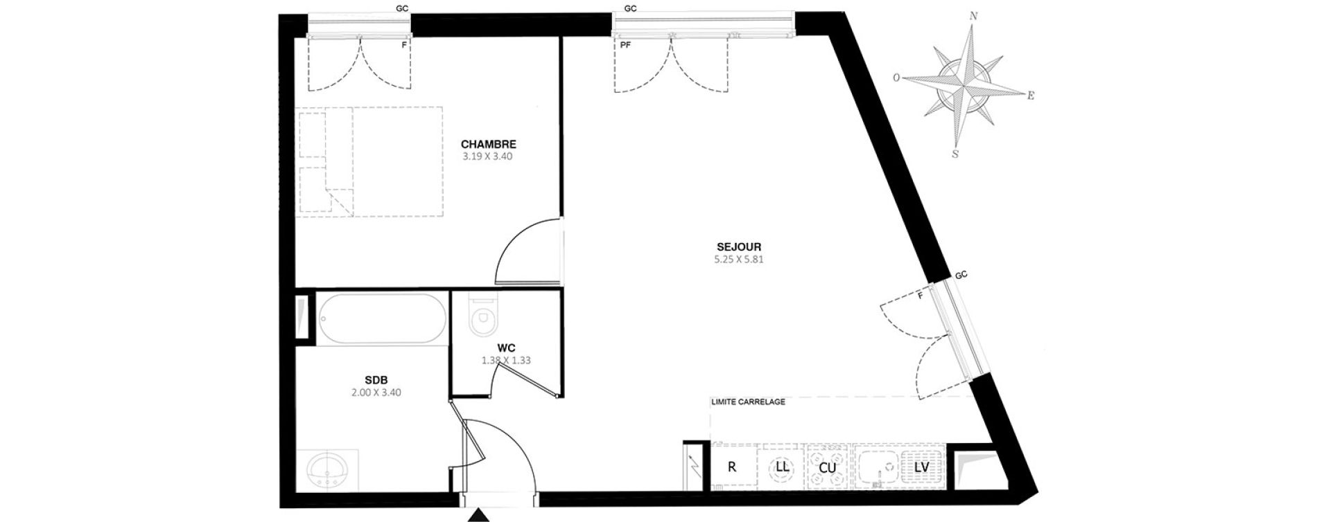 Appartement T2 de 45,55 m2 &agrave; Noisy-Le-Grand Centre
